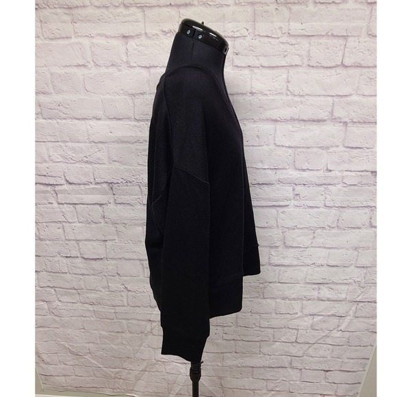 Vince Camuto Velour Crush V Neck Pullover Sweatshirt Rich Black Women's L - Picture 2 of 8